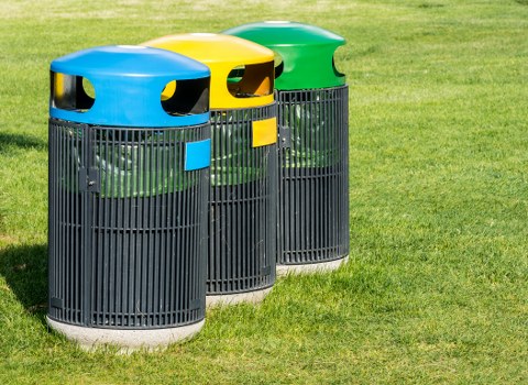 Smart waste bins in a modern office environment